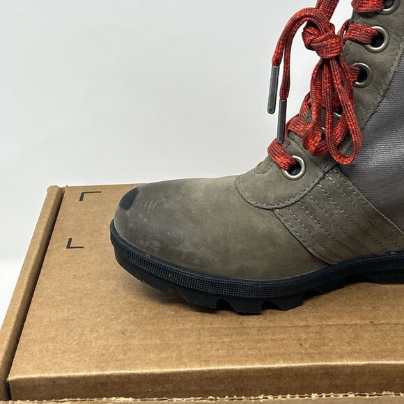 SOREL Lexie Wedge Ankle Boot Quarry Waterproof Leather Canvas Size 7.5/EU 38.5 - Picture 6 of 16